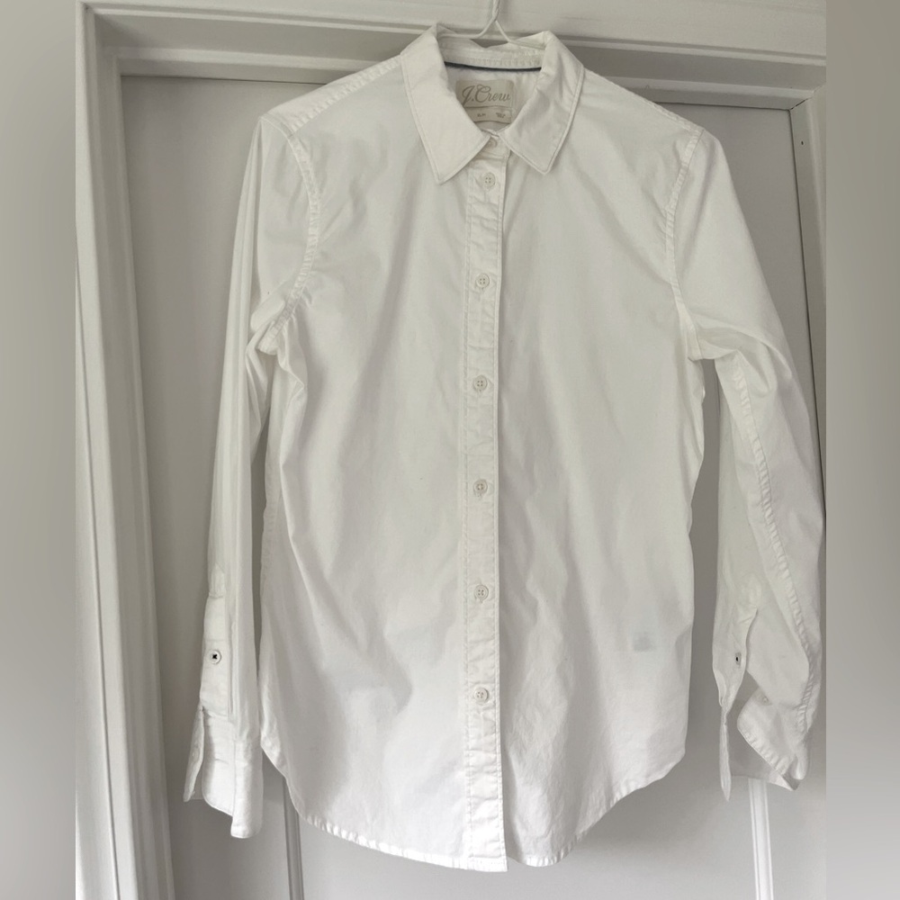 J. Crew White slim fit Button Down cotton Shirt size 4